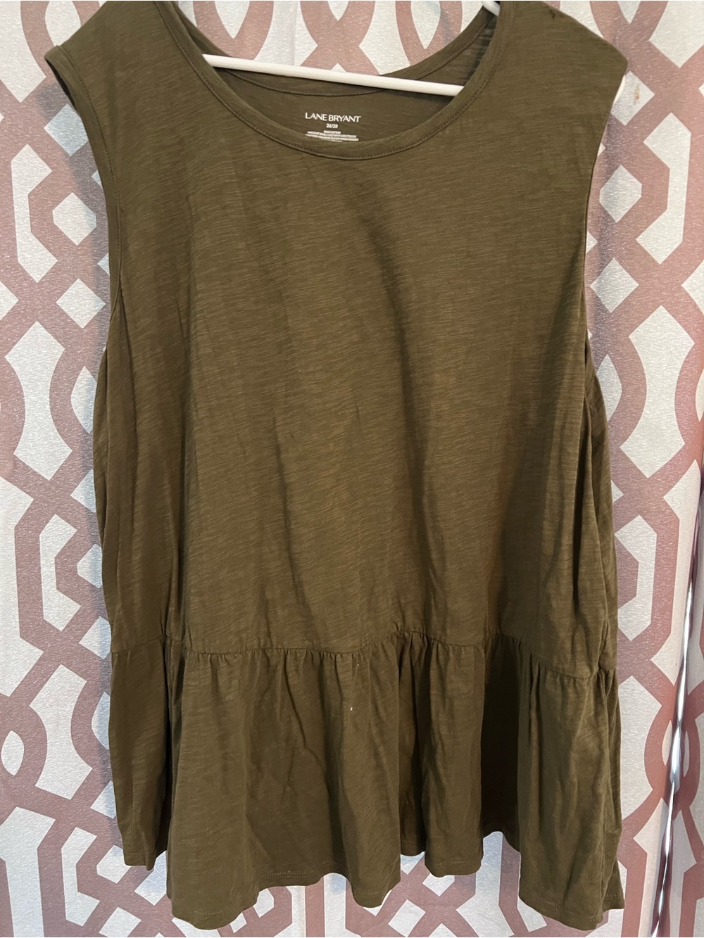 Lane Bryant Olive Sleeveless Peplum Tunic